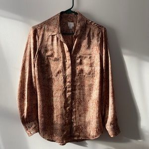 Animal print button down blouse